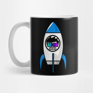 Space nerd in a rocket to outer space Mug